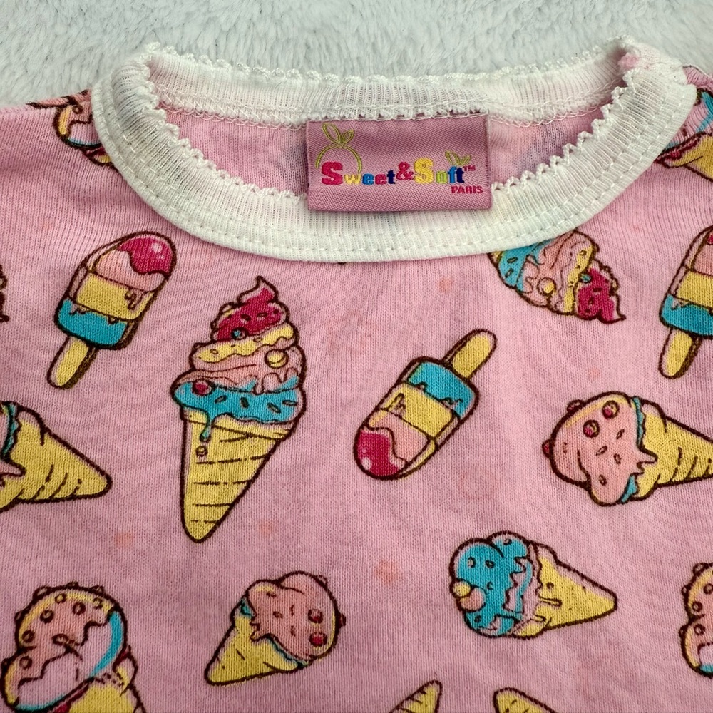 Sweet and Soft Paris Ice Cream Pajamas Size 6-12 Months - Picture 3 of 4